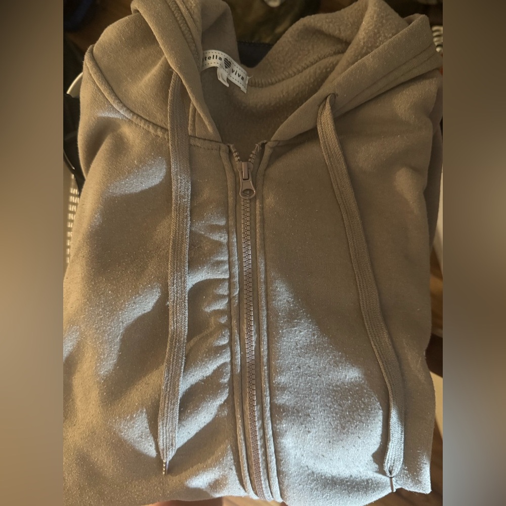Large Mocha Colored Cropped Stella Viva Zip up